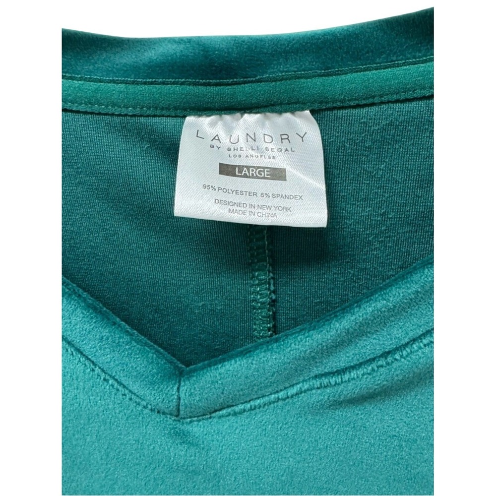 NWT Laundry By Shelli Segal Teal V-Neck Pullover Women's size Large polyester - Picture 2 of 4